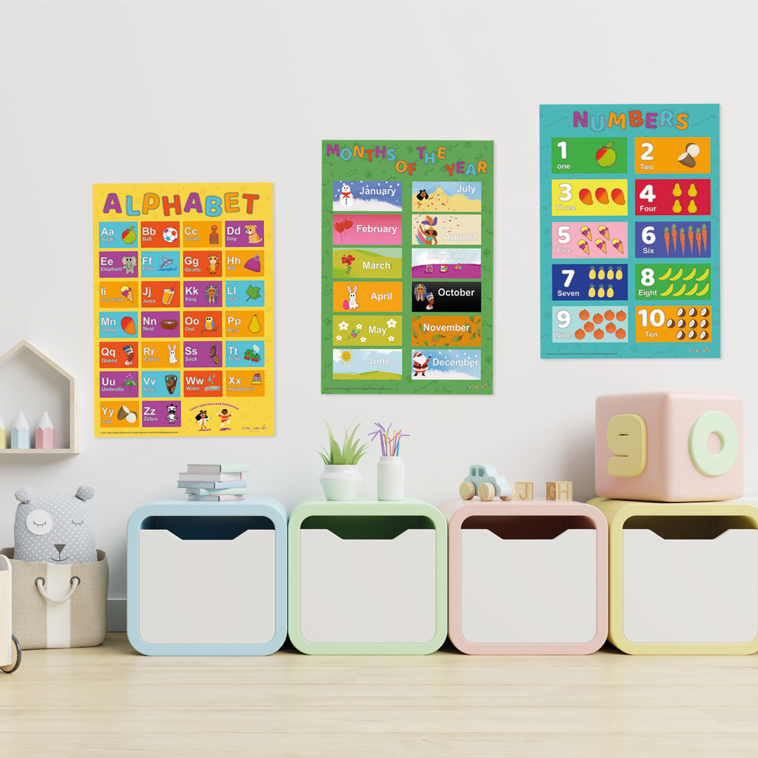 Educational posters on wall
