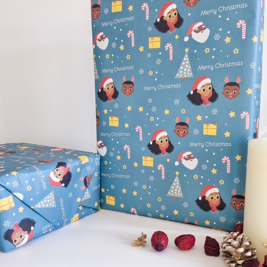 Blue Christmas gift wrap