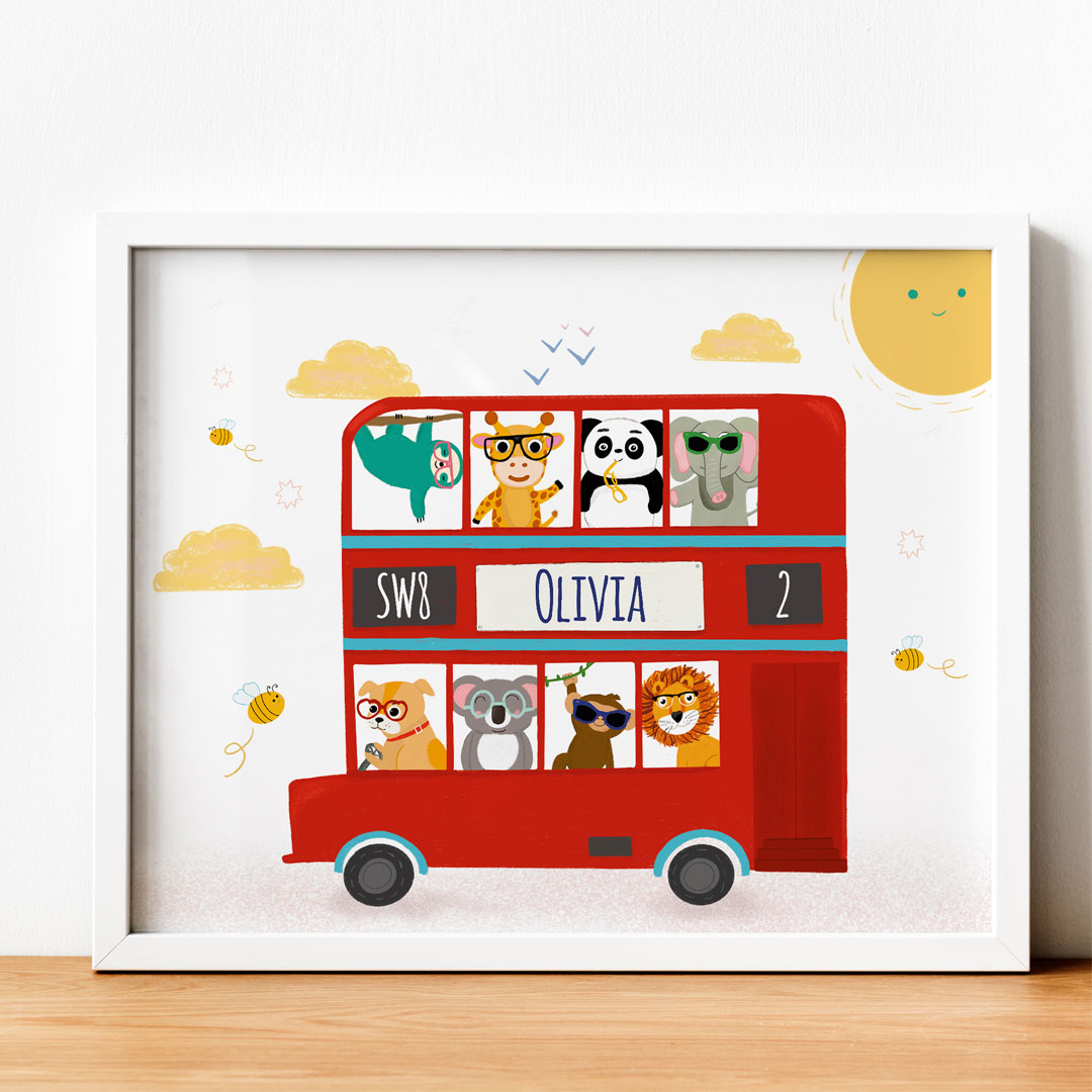 London bus children's art print